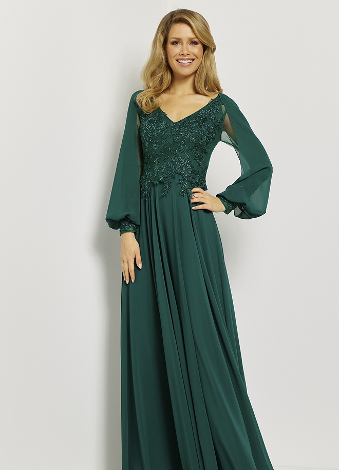 Groene galajurk met mouwen